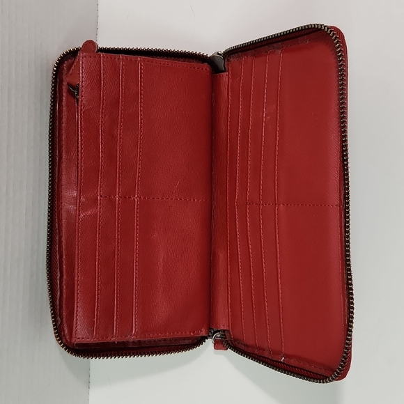 Faux Leather Oxblood Red Zip Wallet Clutch Kenneth Cole - Picture 4 of 12